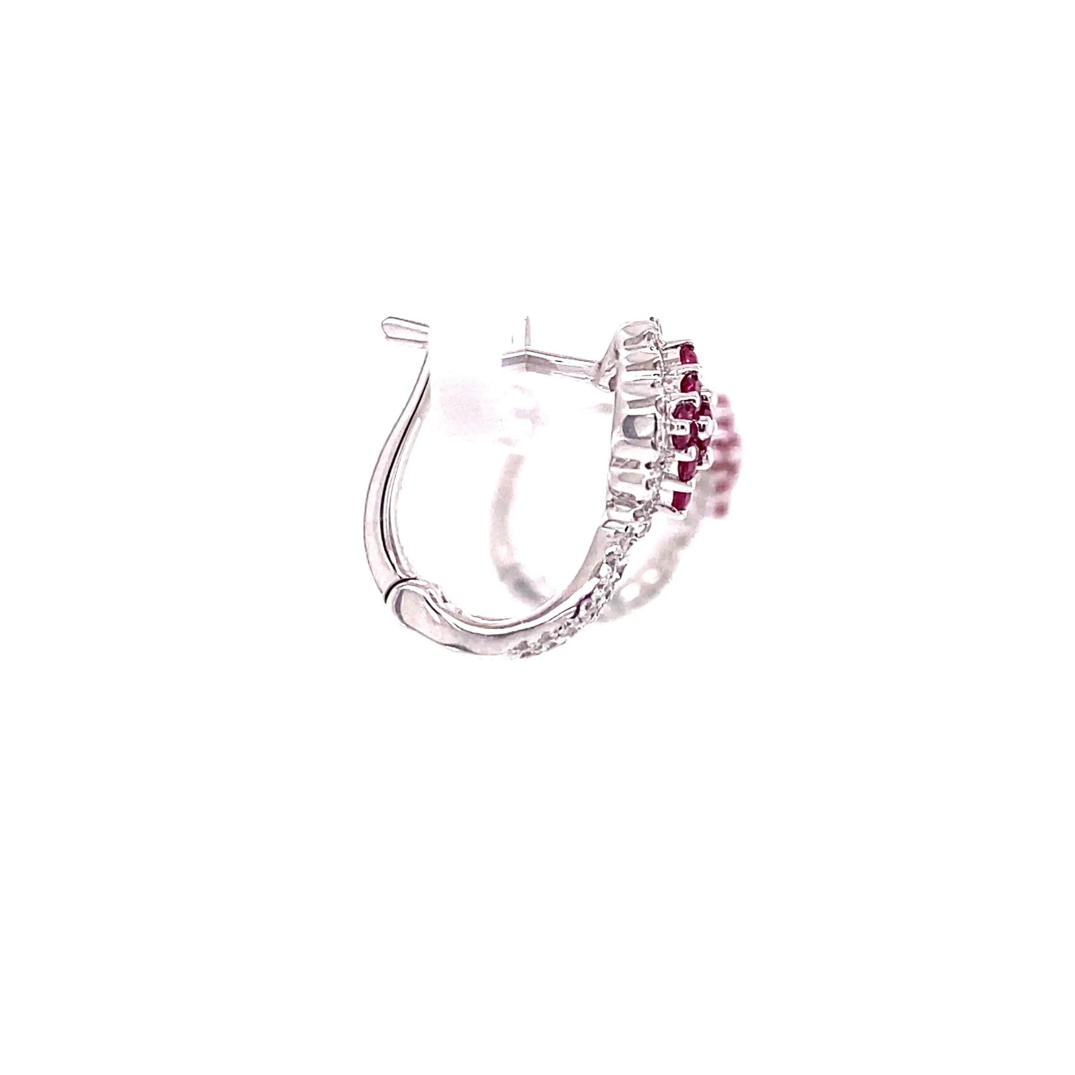 14KW Natural Ruby & Diamond Post Fashion Earrings