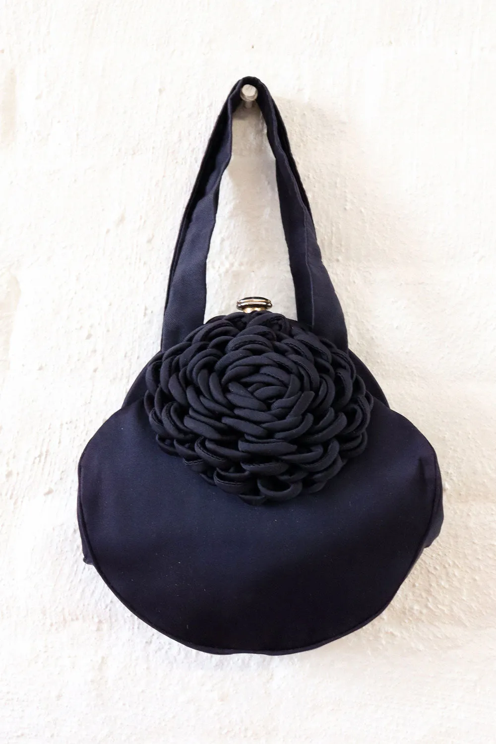 1940s Josef Navy Rosette Handbag