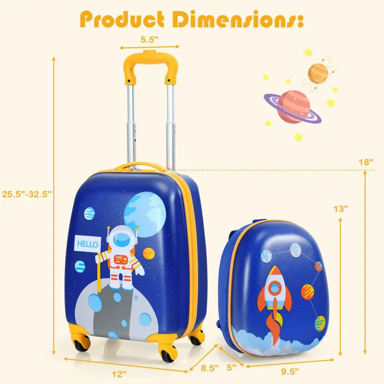 2 Pieces Kids Luggage Set with Backpack and Suitcase - Astronaut