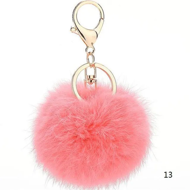 2016 Fashion 13 Colors Rabbit Fur Keychain Ball Pompom Cell Phone Car Keychain Pendant Handbag