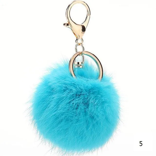 2016 Fashion 13 Colors Rabbit Fur Keychain Ball Pompom Cell Phone Car Keychain Pendant Handbag