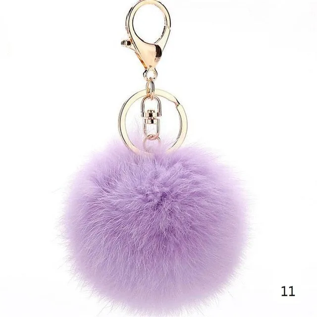 2016 Fashion 13 Colors Rabbit Fur Keychain Ball Pompom Cell Phone Car Keychain Pendant Handbag