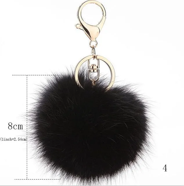 2016 Fashion 13 Colors Rabbit Fur Keychain Ball Pompom Cell Phone Car Keychain Pendant Handbag