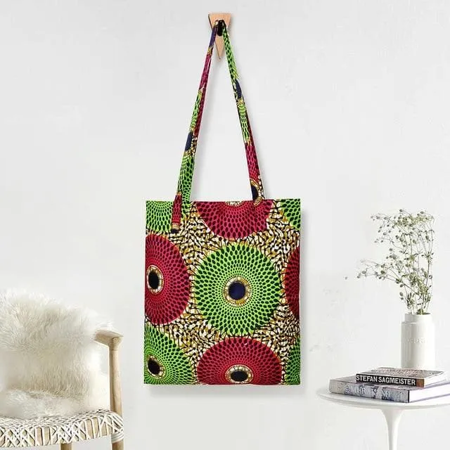 African Print Handmade Ankara Kente Print Tote Bag with Lining