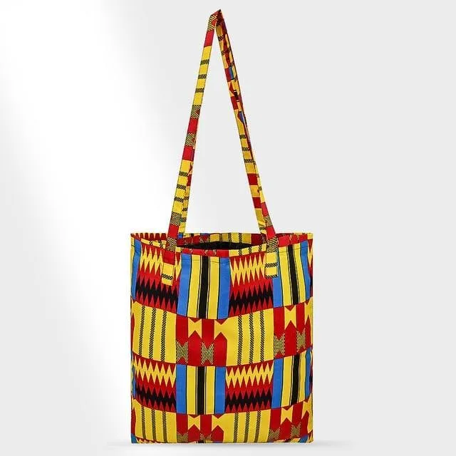 African Print Handmade Ankara Kente Print Tote Bag with Lining