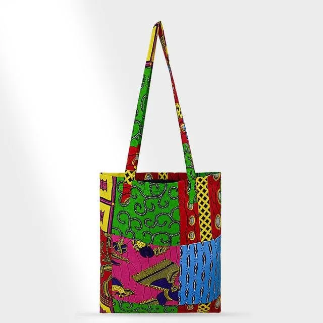 African Print Handmade Traditional Ankara Kente Print Tote Bag with Lining