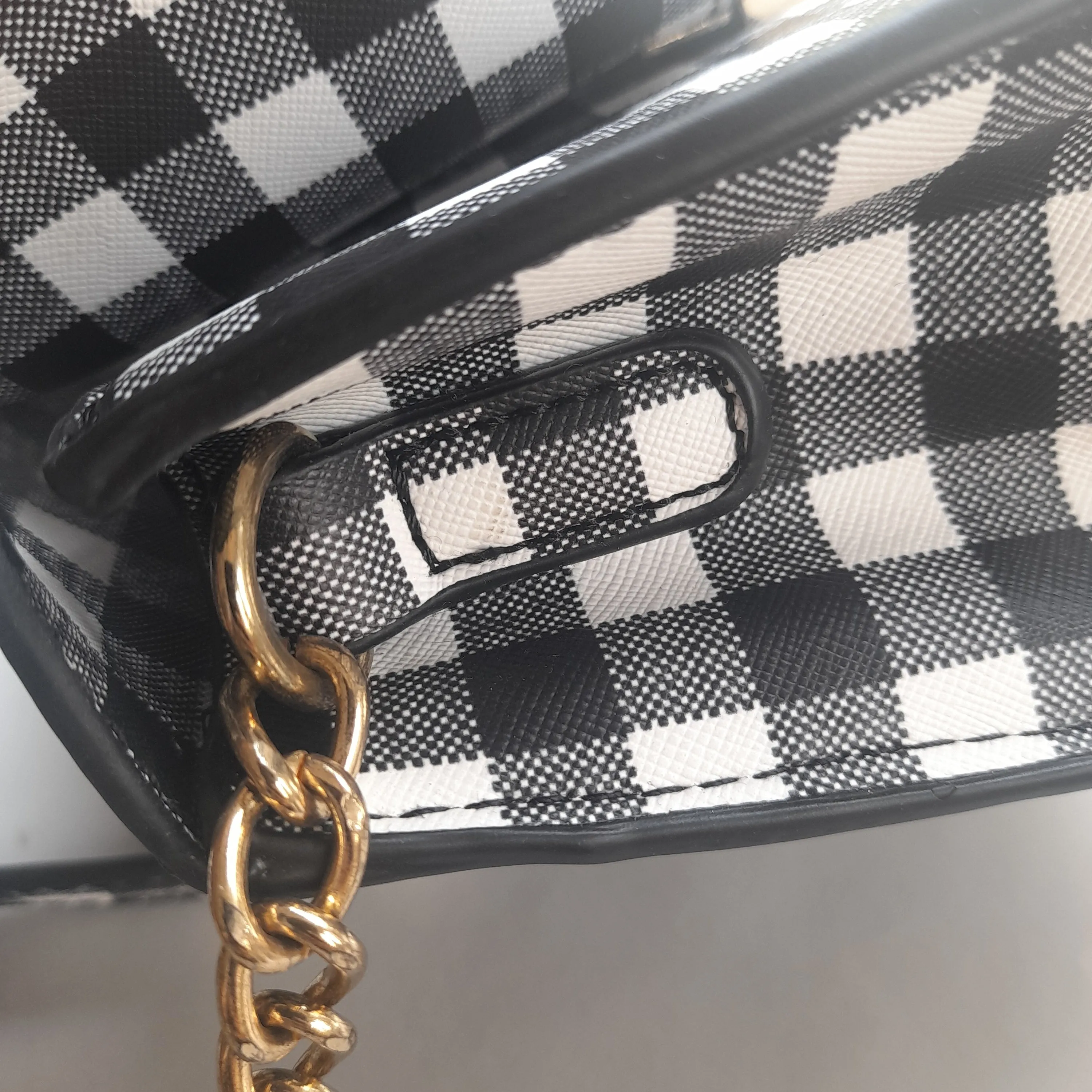 ALDO Black and White Checked Crossbody Bag | Pre Loved |