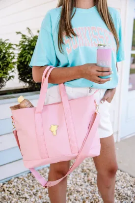 All You Need Baby Pink Varsity Tote