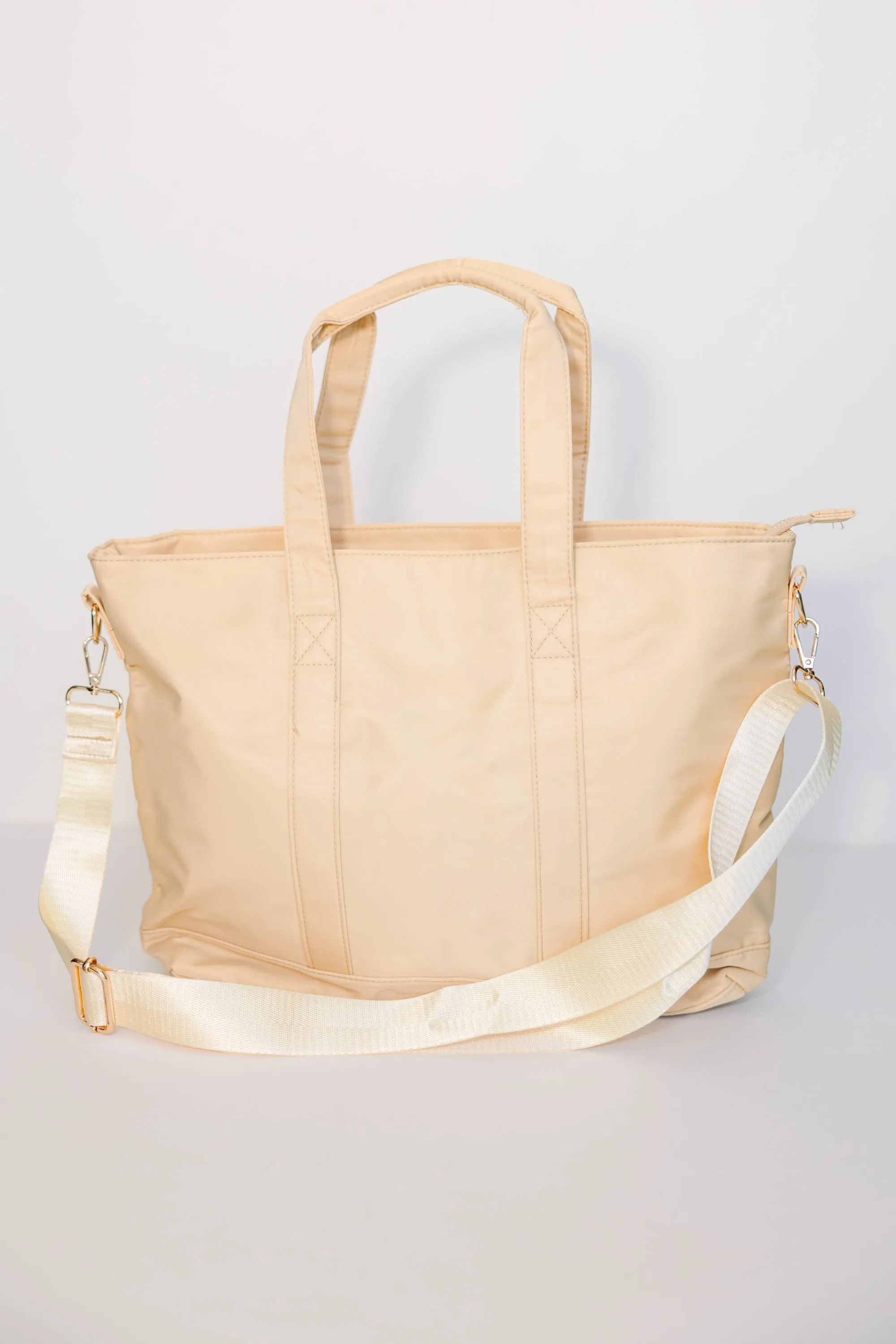 All You Need Khaki Varsity Tote