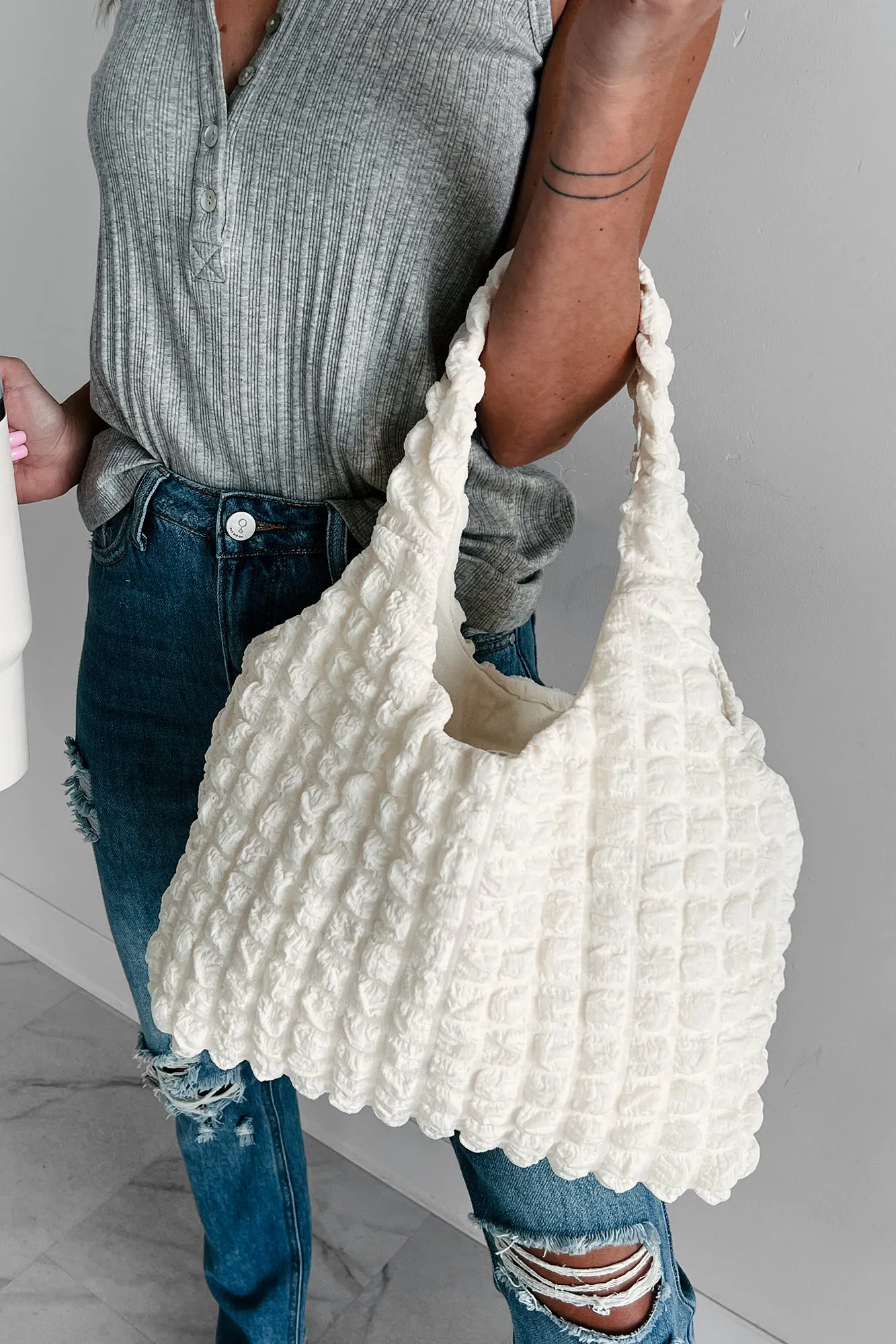 Always Necessary Cloud Puffy Zenana Shoulder Bag (Ivory)