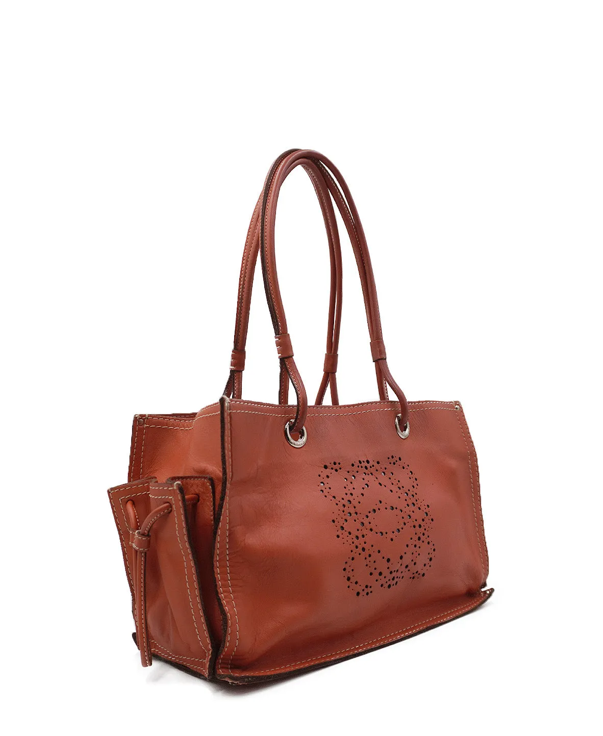 Anagram Leather Tote Bag Red