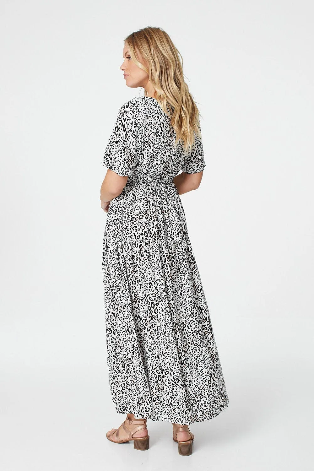 Animal Print Tie Front Maxi Dress