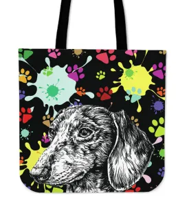 Artsy Dachshund Linen Tote Bag