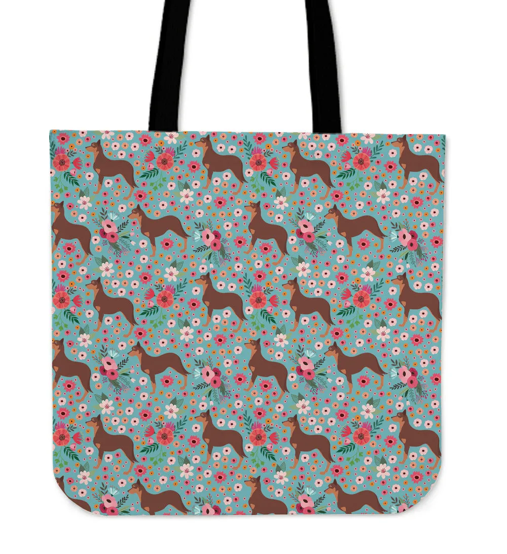 Australian Kelpie Flower Linen Tote Bag