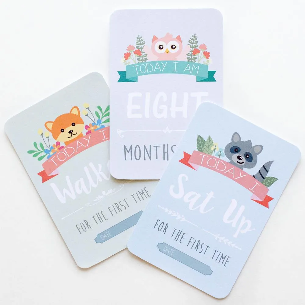 Baby Milestone   Moment Cards - Unisex Woodland Collection