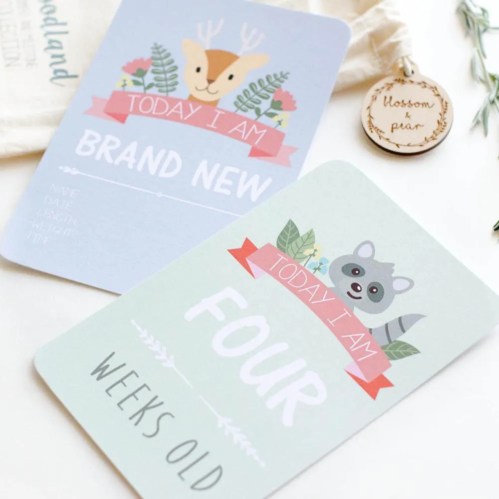 Baby Milestone   Moment Cards - Unisex Woodland Collection