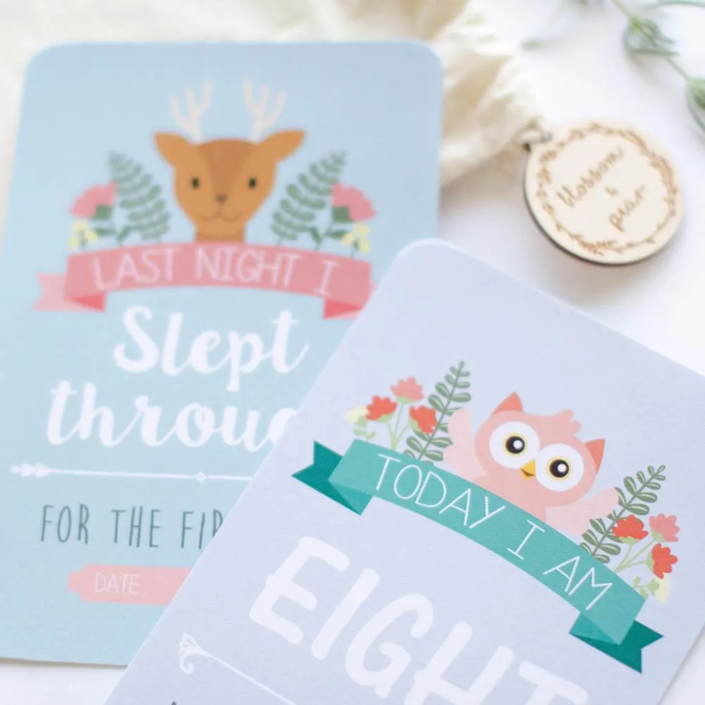 Baby Milestone   Moment Cards - Unisex Woodland Collection