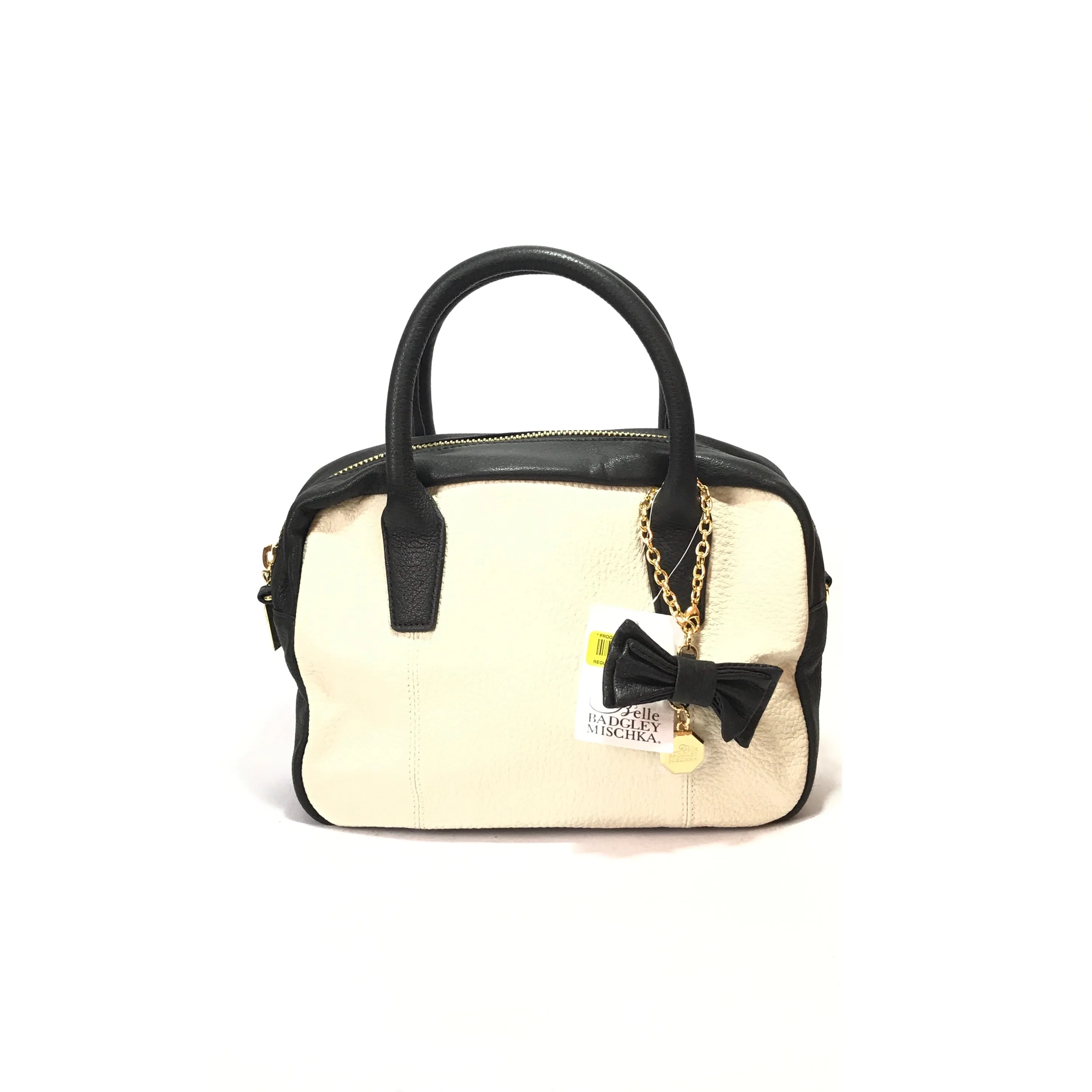 Badgley Mischka Belle Black & Cream Tote | Brand New |