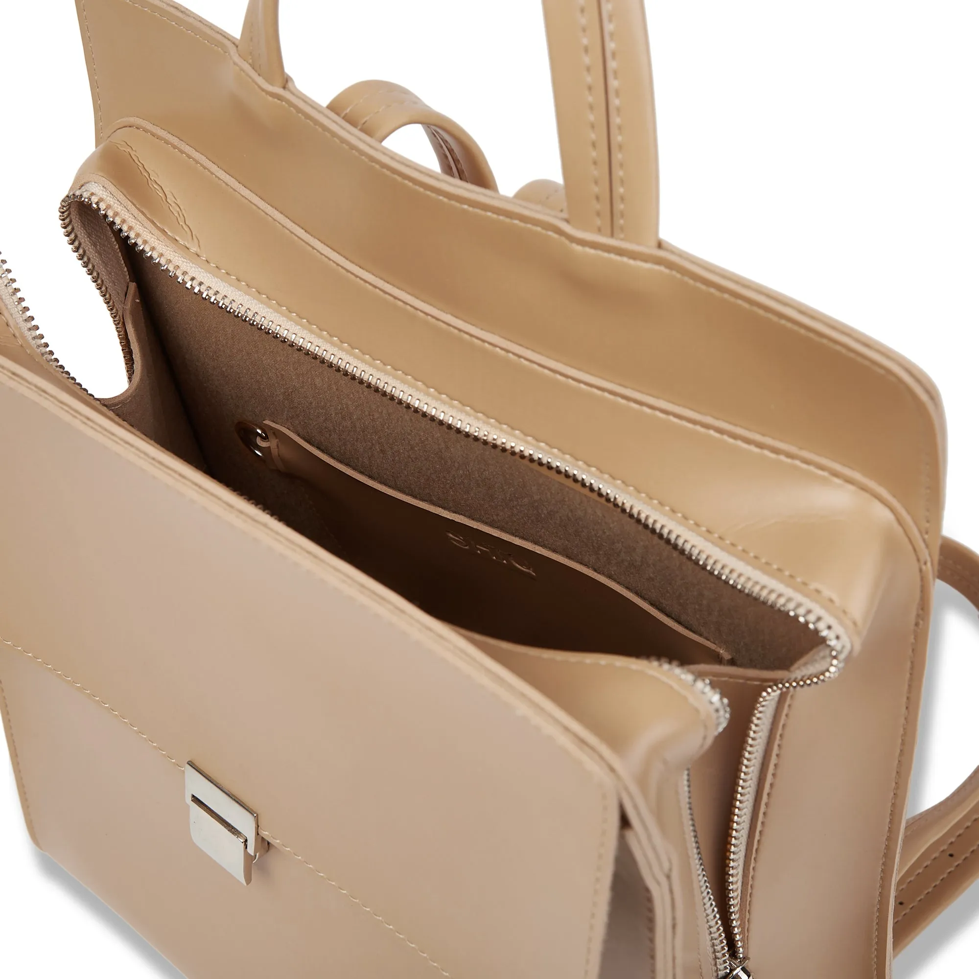 BECCA VEGAN LEATHER BACKPACK BEIGE