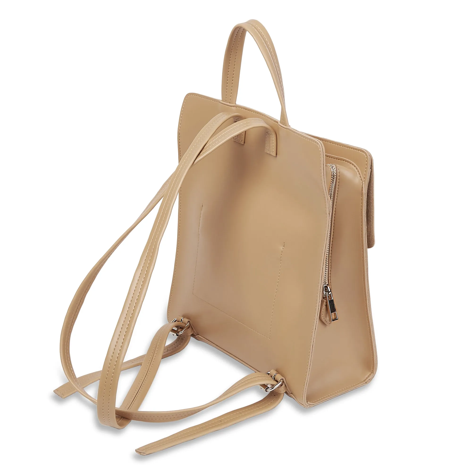 BECCA VEGAN LEATHER BACKPACK BEIGE