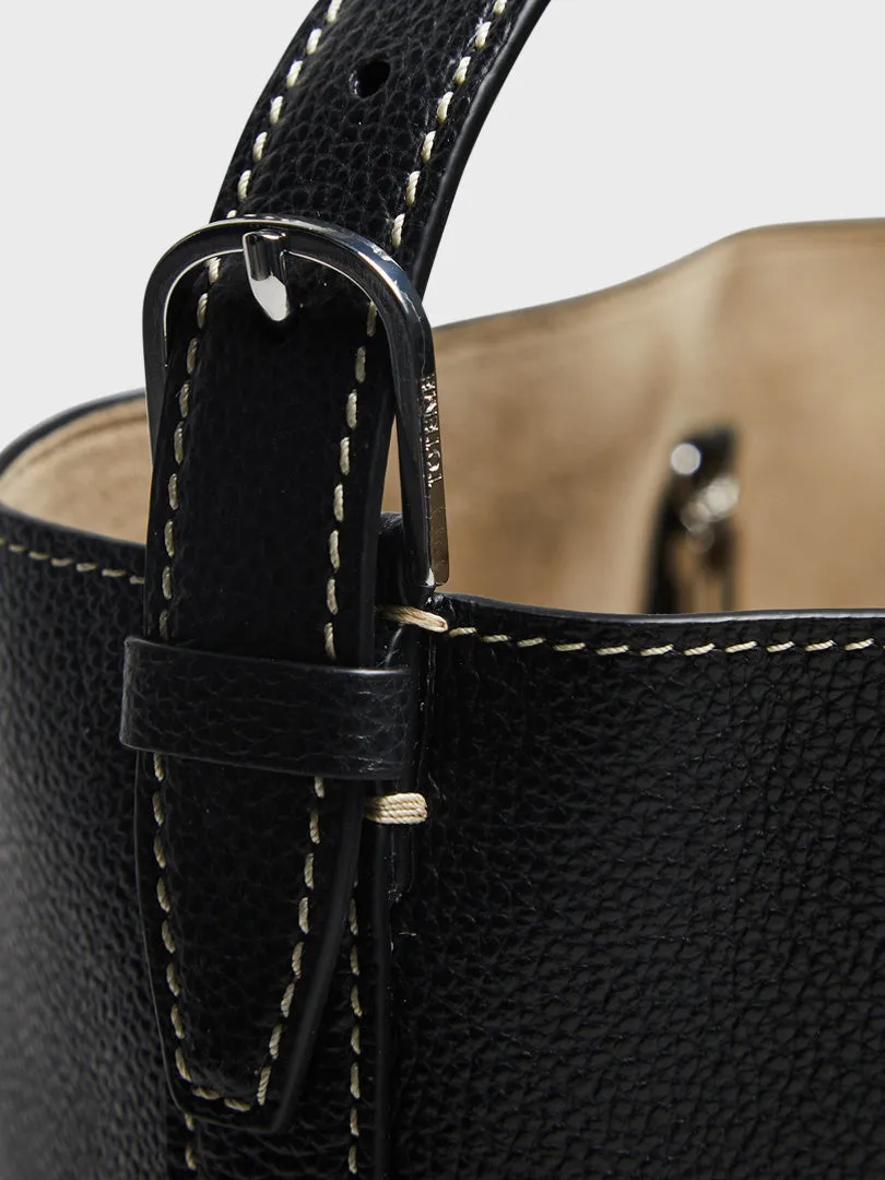 Belted Tote Bag in Black grain