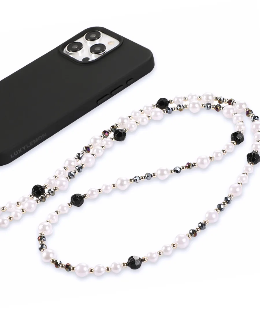 Black & White Bead Crossbody Phone Chain