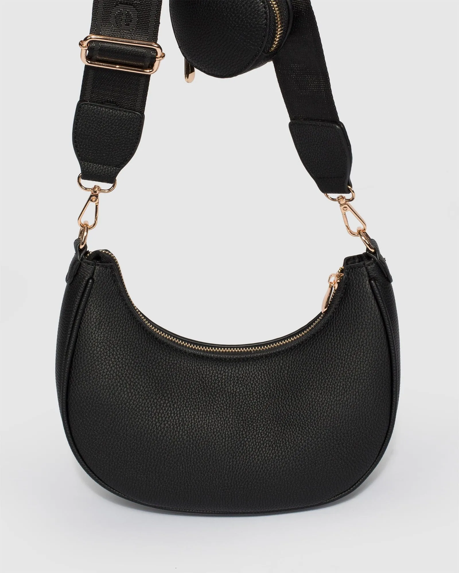 Black And Gold Flavia Webbing Crossbody Bag