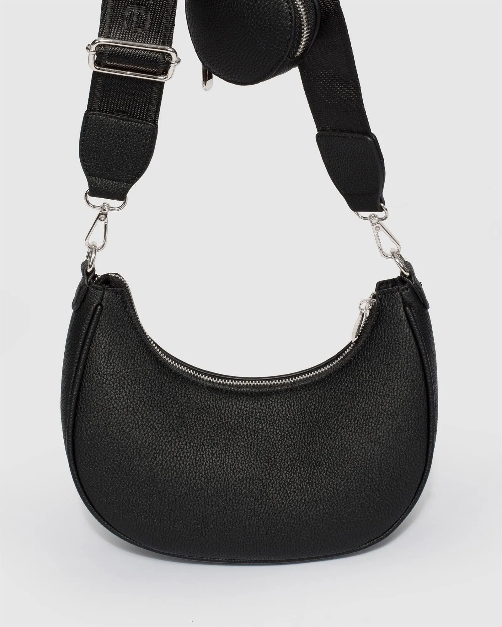 Black And Silver Flavia Webbing Crossbody Bag