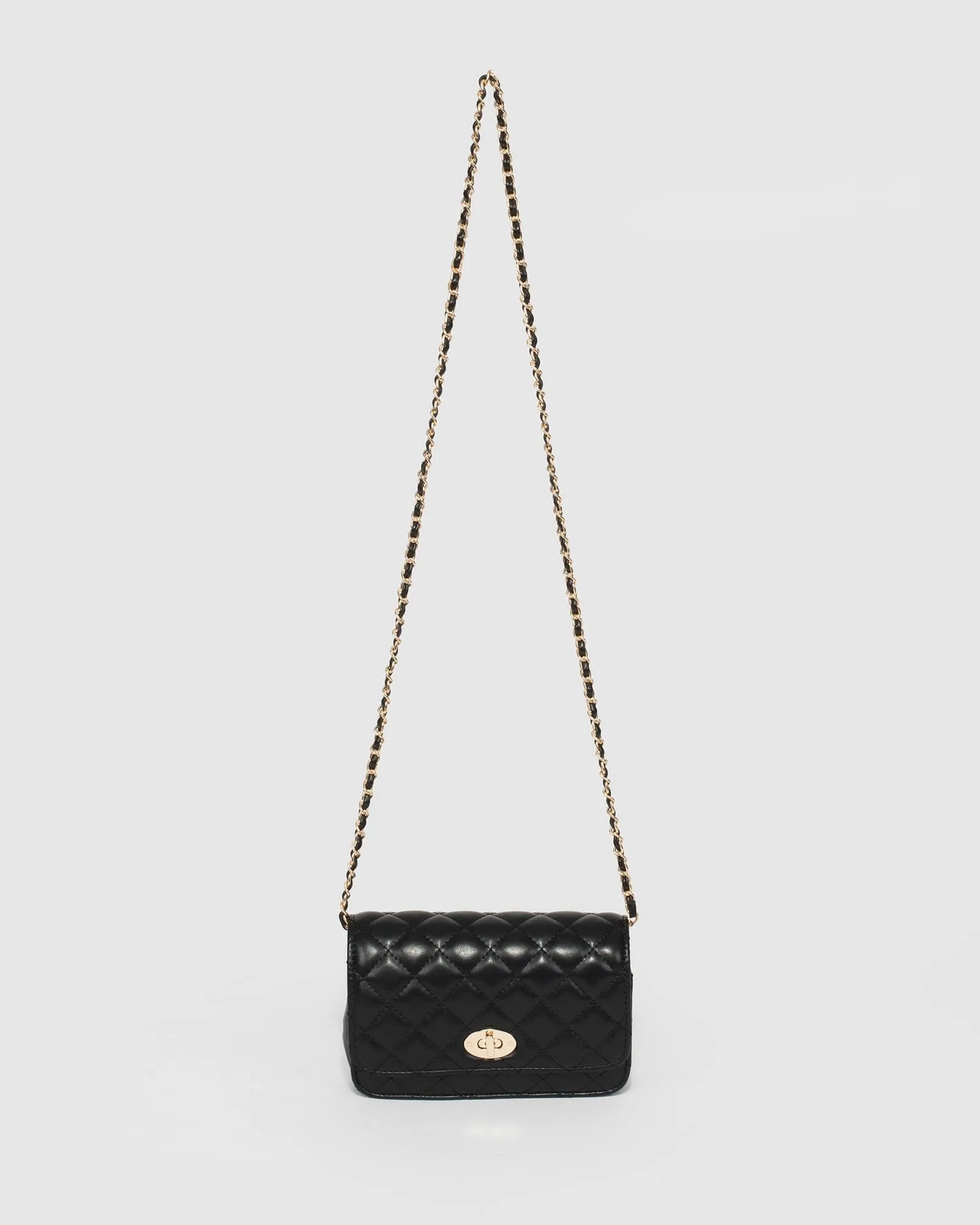 Black Eboni Quilted Crossbody Bag