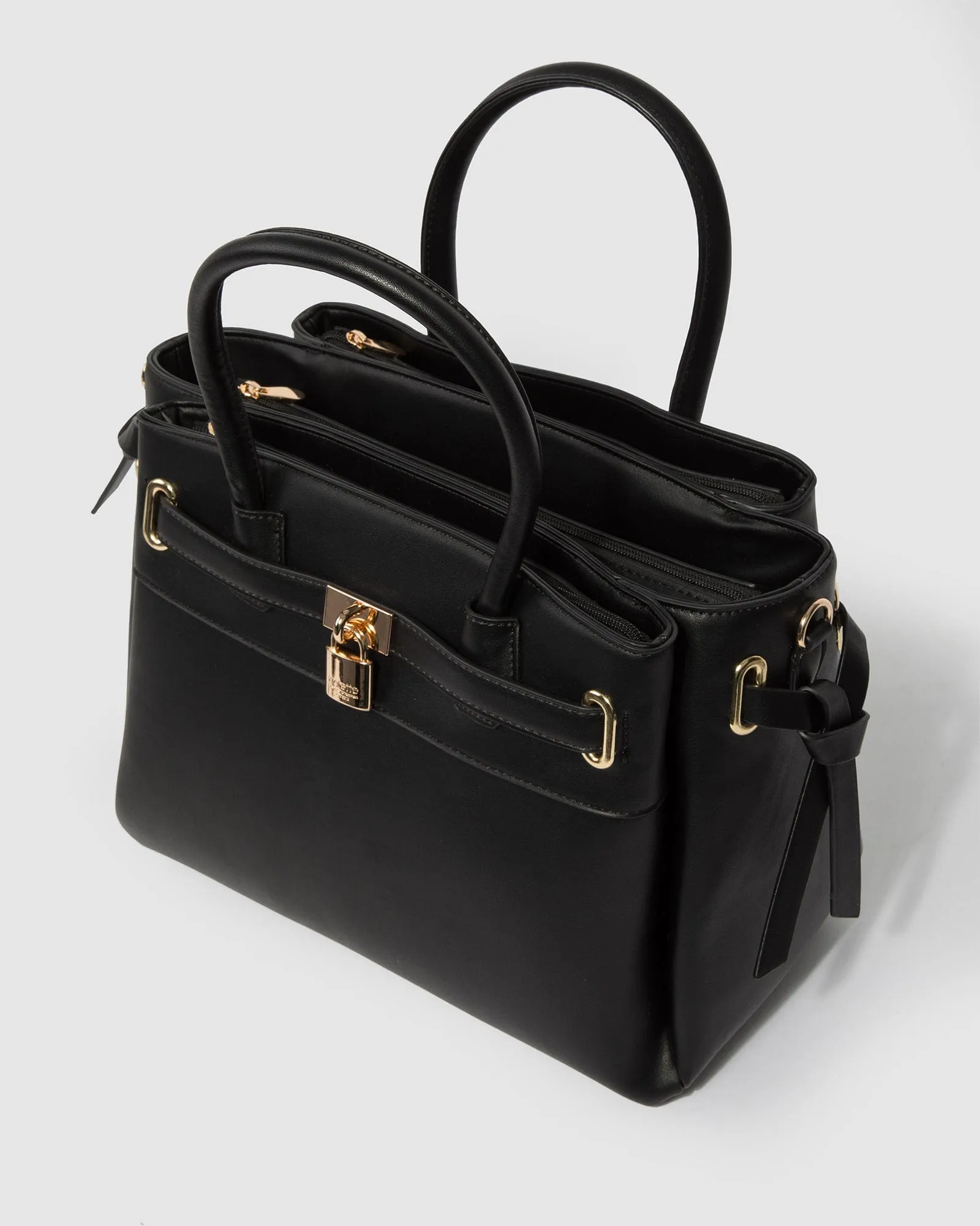 Black Elora Tie Tassel Tote Bag