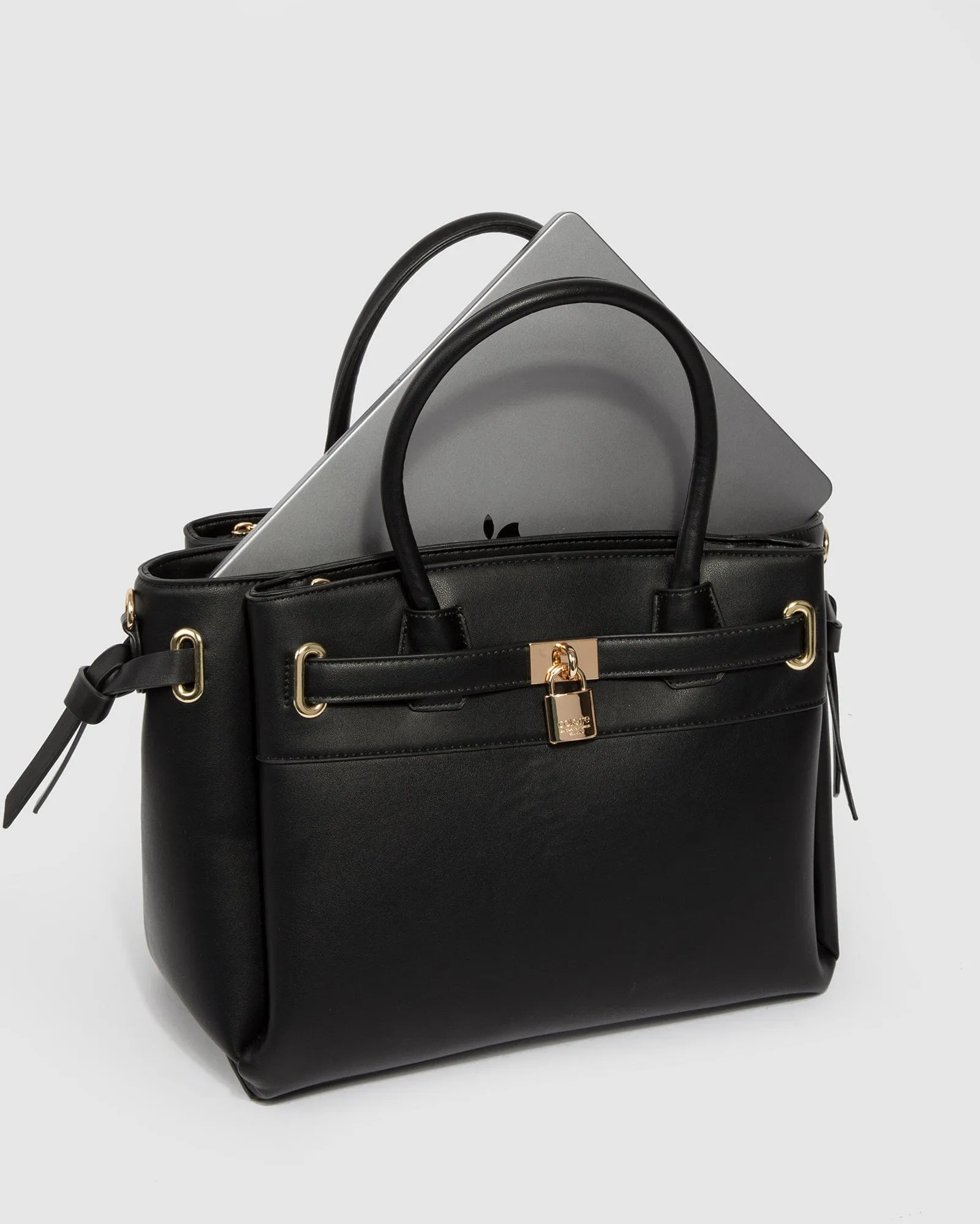 Black Elora Tie Tassel Tote Bag