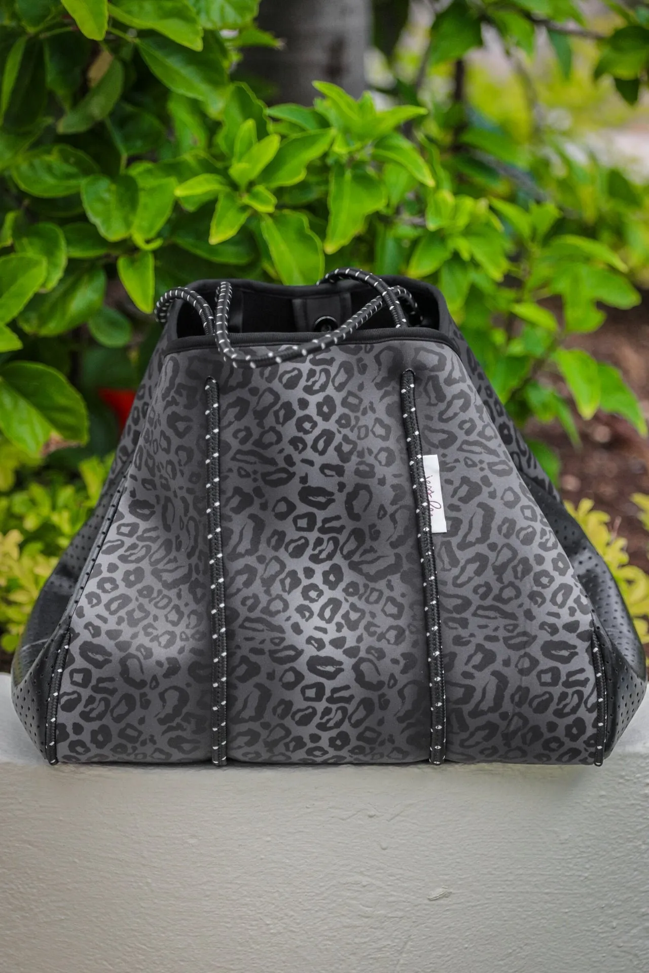 Black Leopard Neoprene Tote Bag