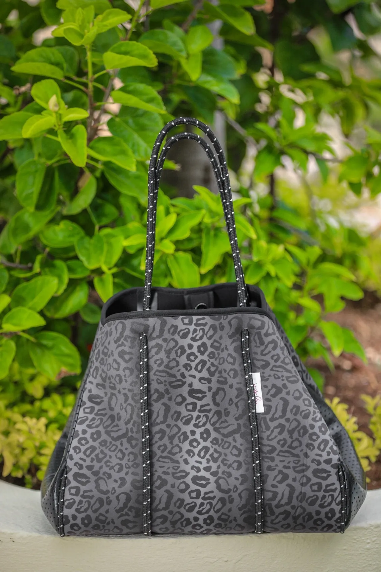 Black Leopard Neoprene Tote Bag