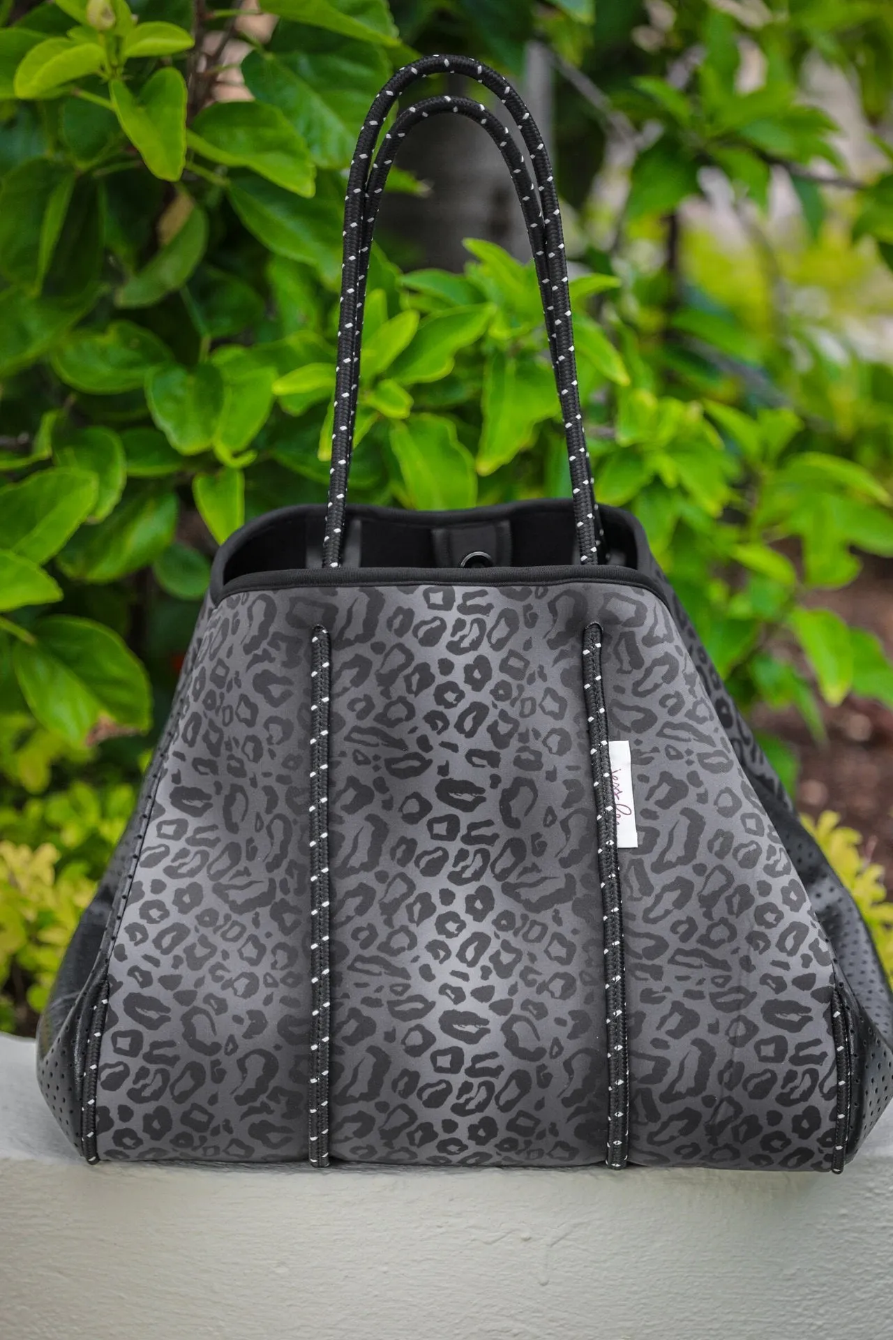 Black Leopard Neoprene Tote Bag