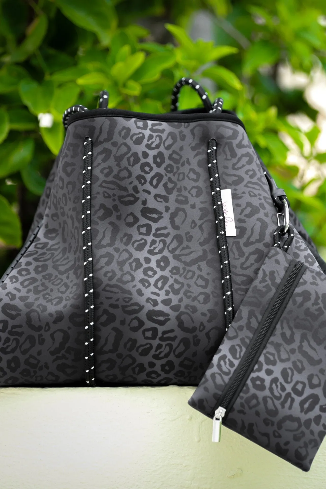 Black Leopard Neoprene Tote Bag