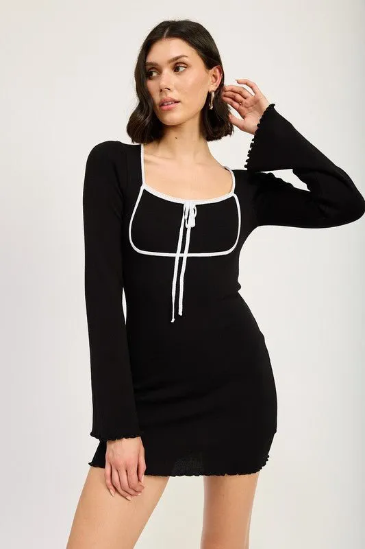 Black Long Sleeve Mini Dress