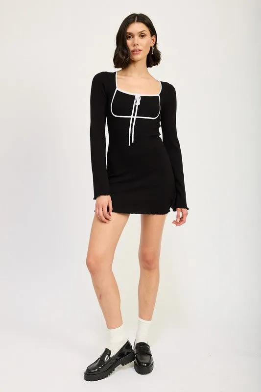 Black Long Sleeve Mini Dress