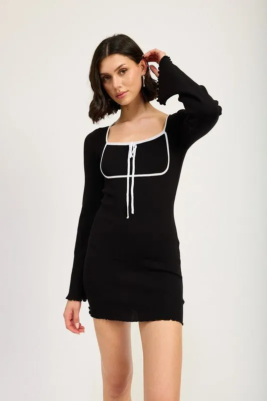 Black Long Sleeve Mini Dress