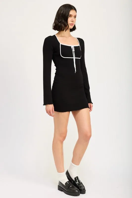 Black Long Sleeve Mini Dress