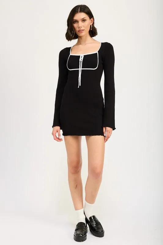 Black Long Sleeve Mini Dress