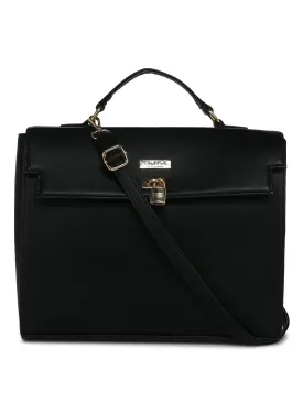 Black Metallic Lock Handbag