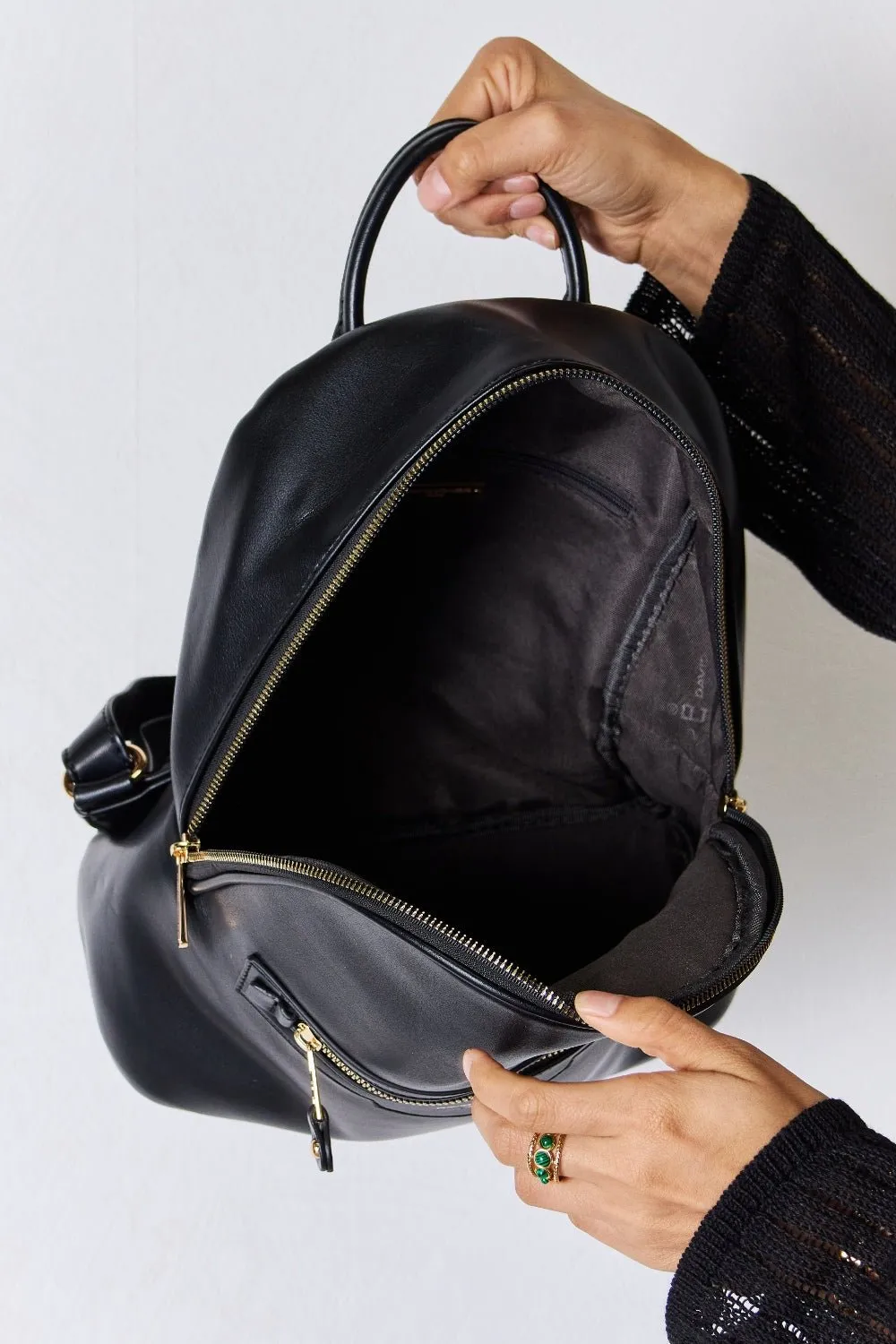 Black Vegan Leather Backpack