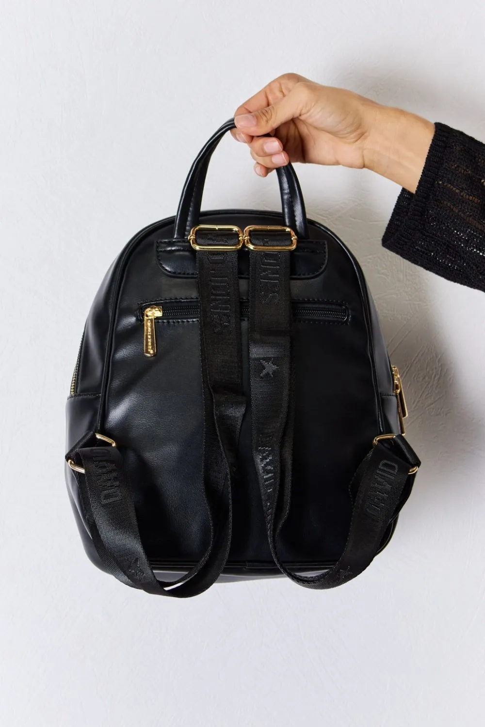 Black Vegan Leather Backpack