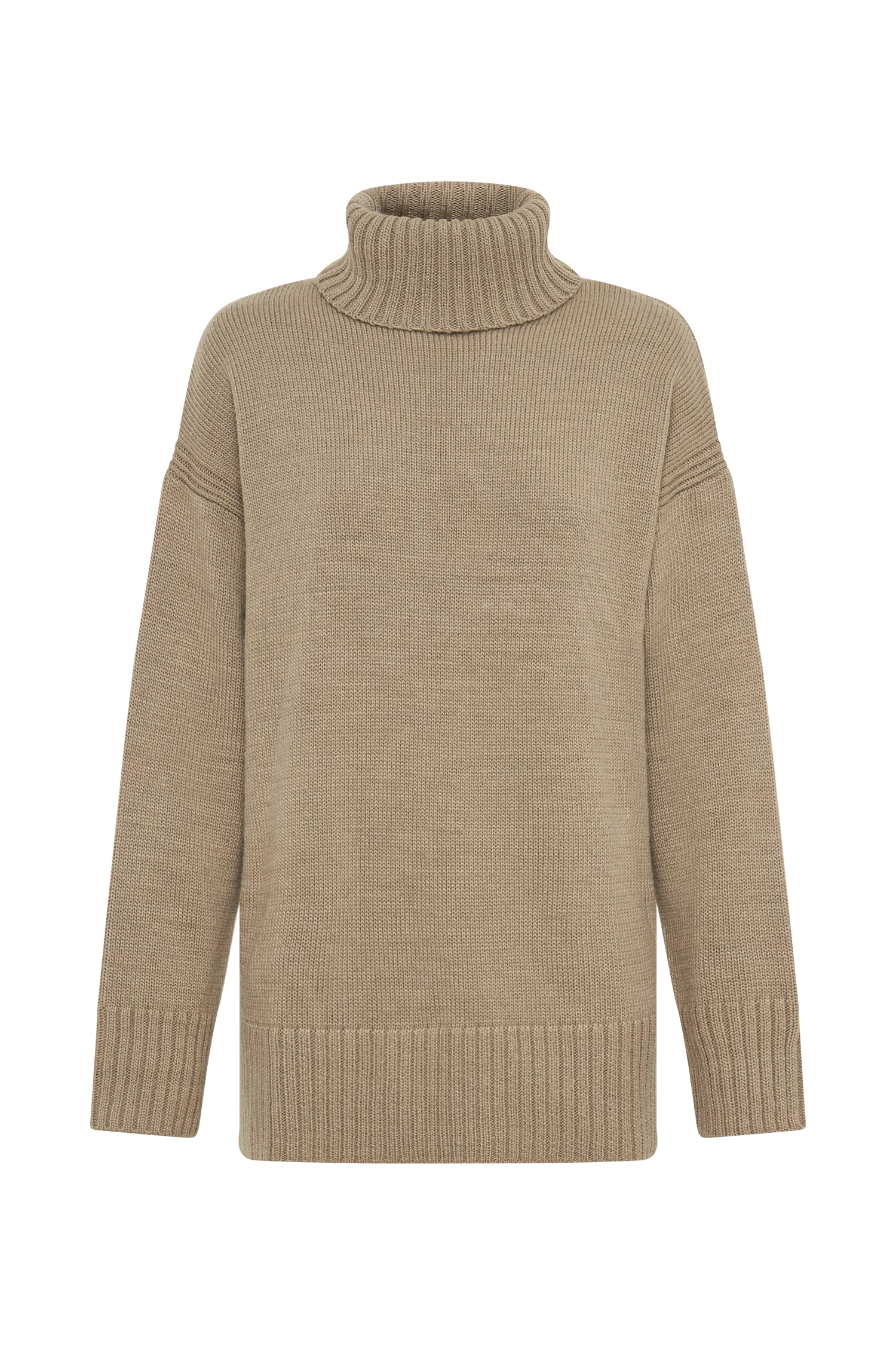 Brittany High Neck Knit Jumper - Taupe