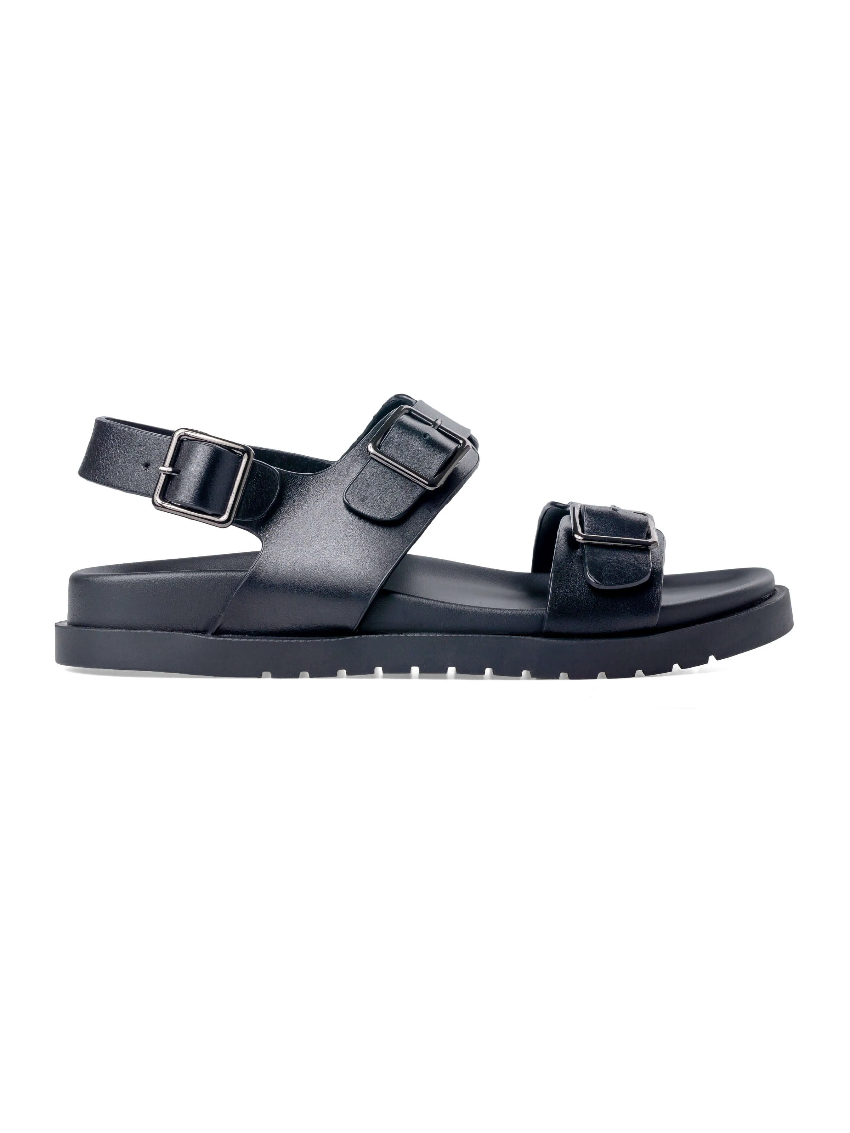 Buckle Slingback Riliv Sandal - Black Leather