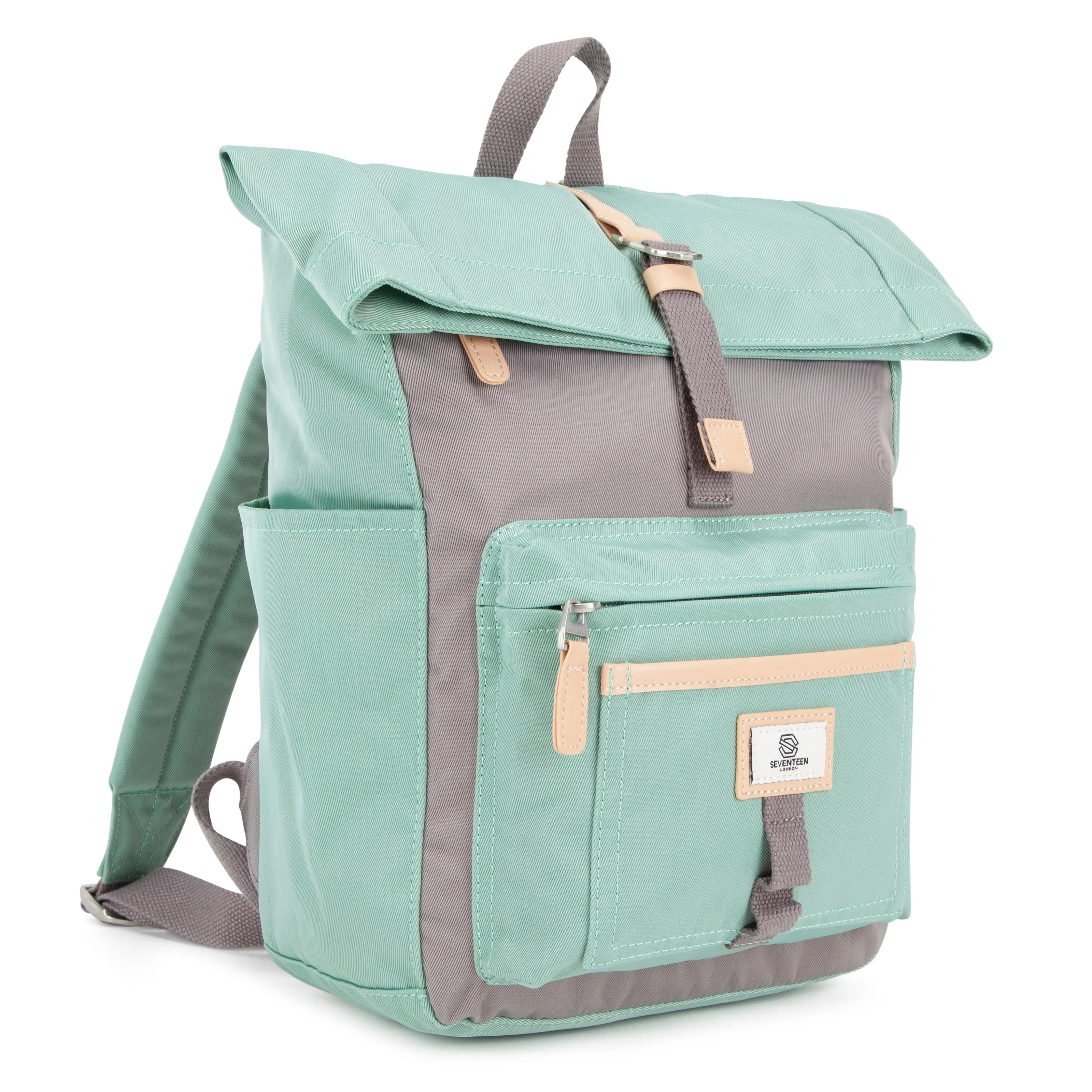 Canary Wharf Mini Backpack - Pastel Green with Grey