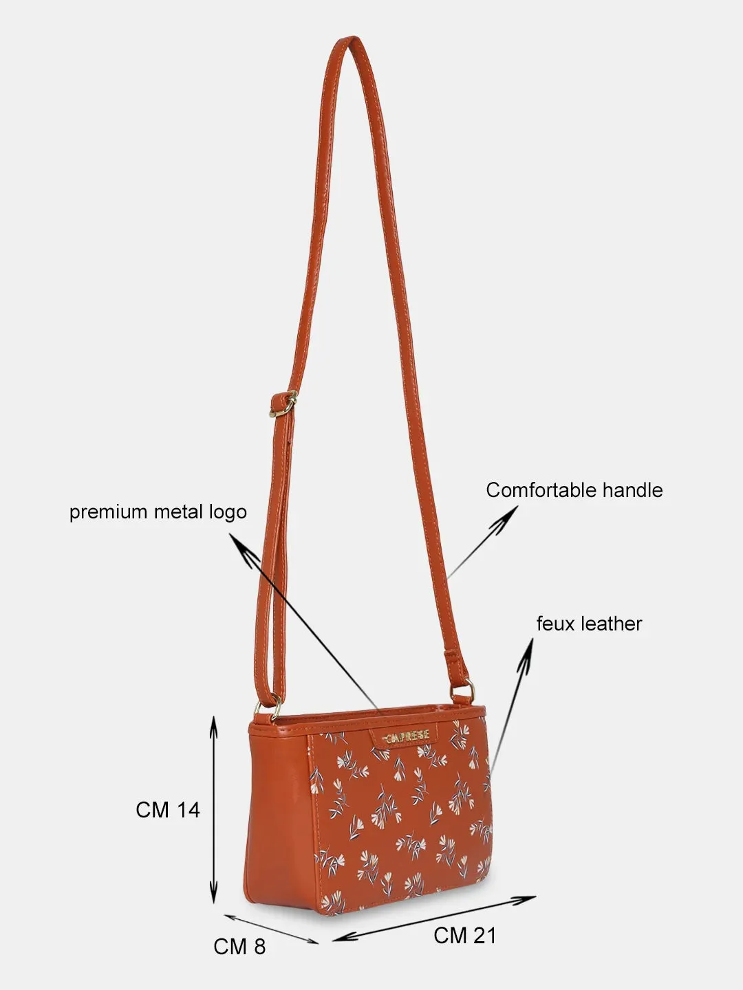 Caprese Merida Sling Small Printed Women'S Handbag Tan