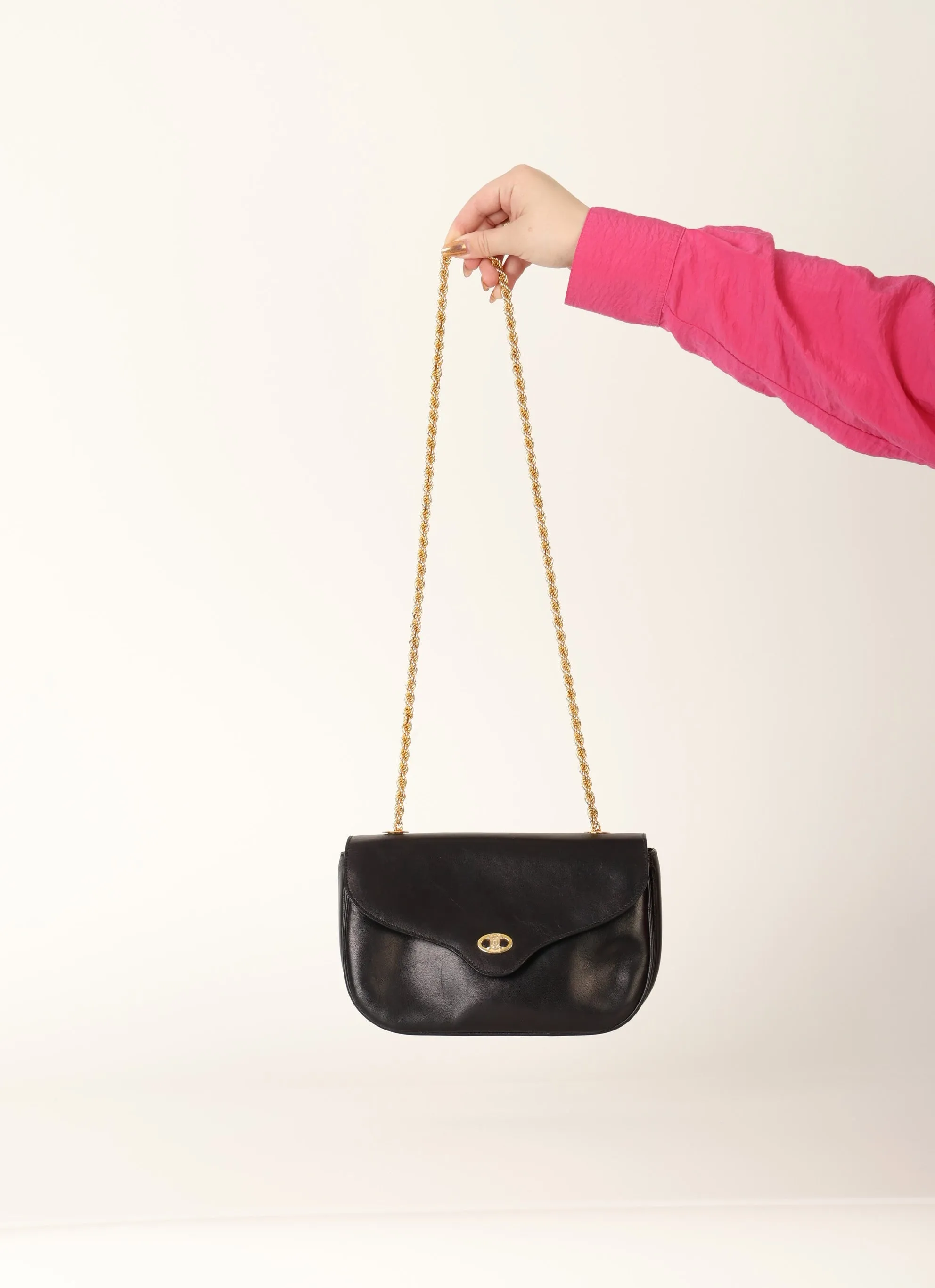 Celine Boxcalf Chain Shoulder Bag