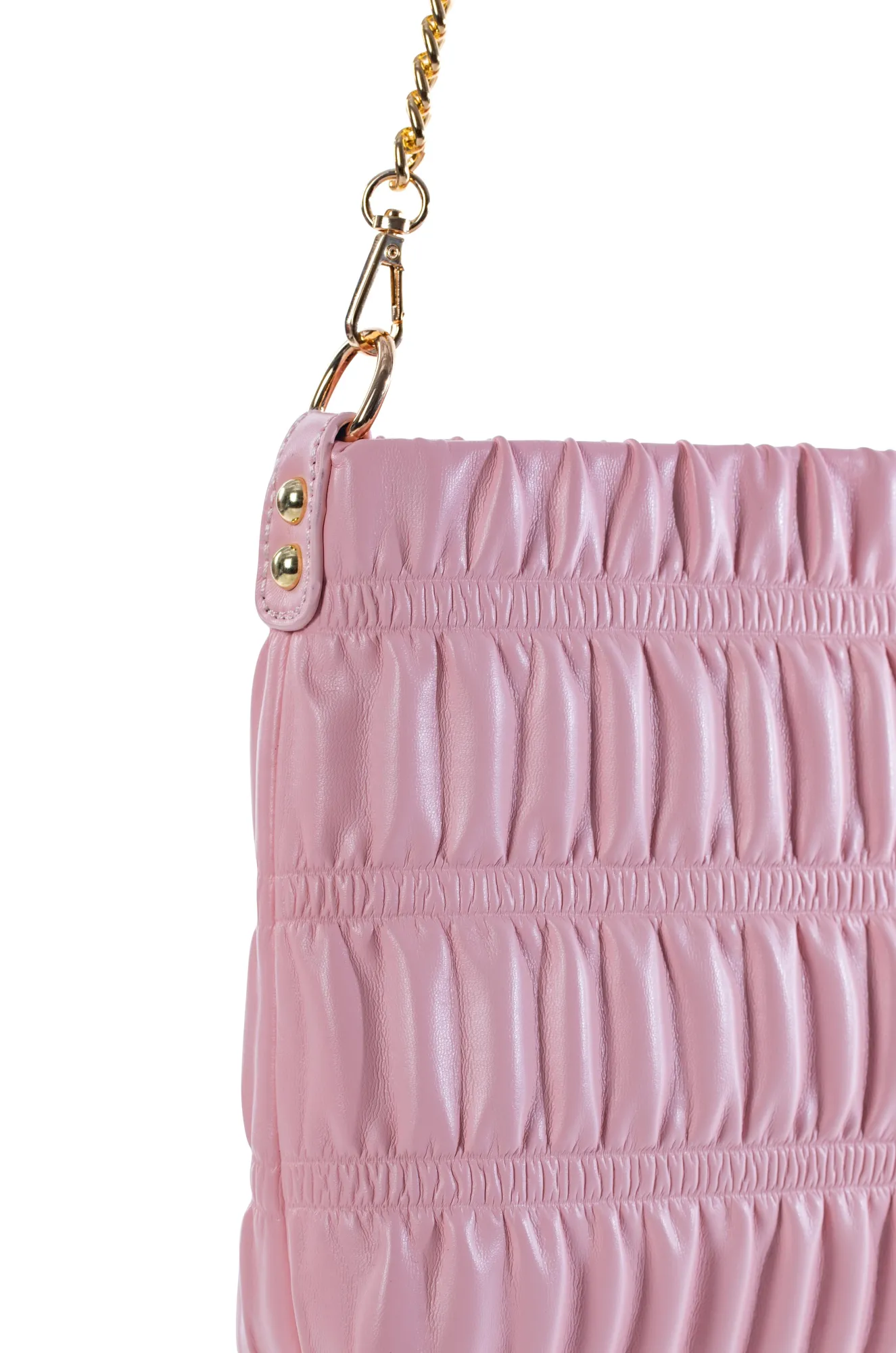 Chain handle Rouched Handbag | PINK | 0574ZZ