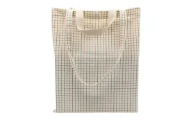 Checkered Cotton Tote Bag With Carrying Handles And Carrying Straps